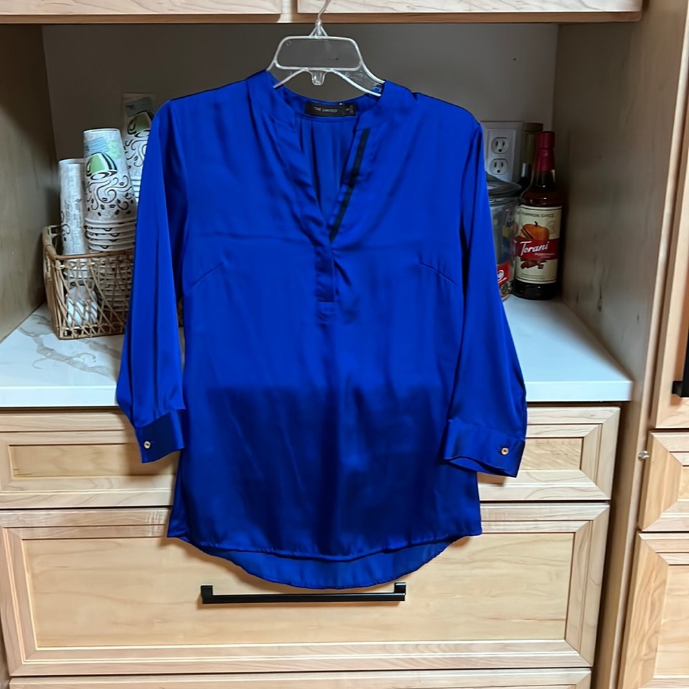 The Limited royal blue satiny blouse; Xsmall; 3/4 sleeves; excellent condition